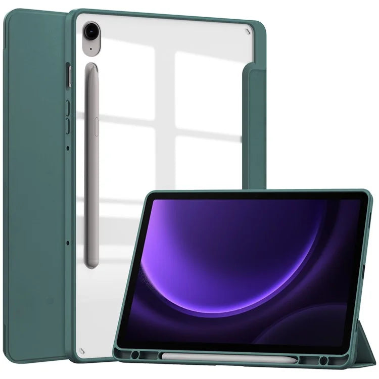 For Samsung Galaxy Tab S9 FE Tablet Case Leather+TPU+Acrylic Stand Cover with Pen Slot