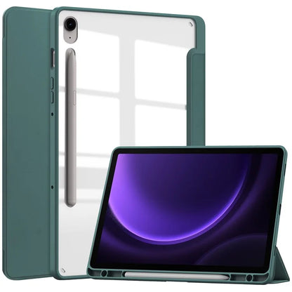 For Samsung Galaxy Tab S9 FE Tablet Case Leather+TPU+Acrylic Stand Cover with Pen Slot