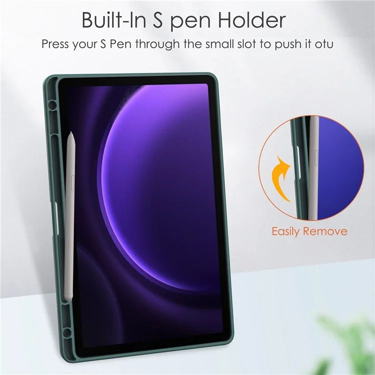 For Samsung Galaxy Tab S9 FE Tablet Case Leather+TPU+Acrylic Stand Cover with Pen Slot