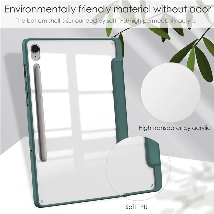 For Samsung Galaxy Tab S9 FE Tablet Case Leather+TPU+Acrylic Stand Cover with Pen Slot