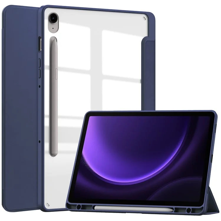 For Samsung Galaxy Tab S9 FE Tablet Case Leather+TPU+Acrylic Stand Cover with Pen Slot