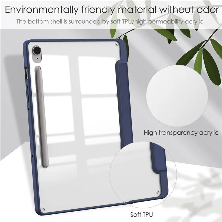 For Samsung Galaxy Tab S9 FE Tablet Case Leather+TPU+Acrylic Stand Cover with Pen Slot