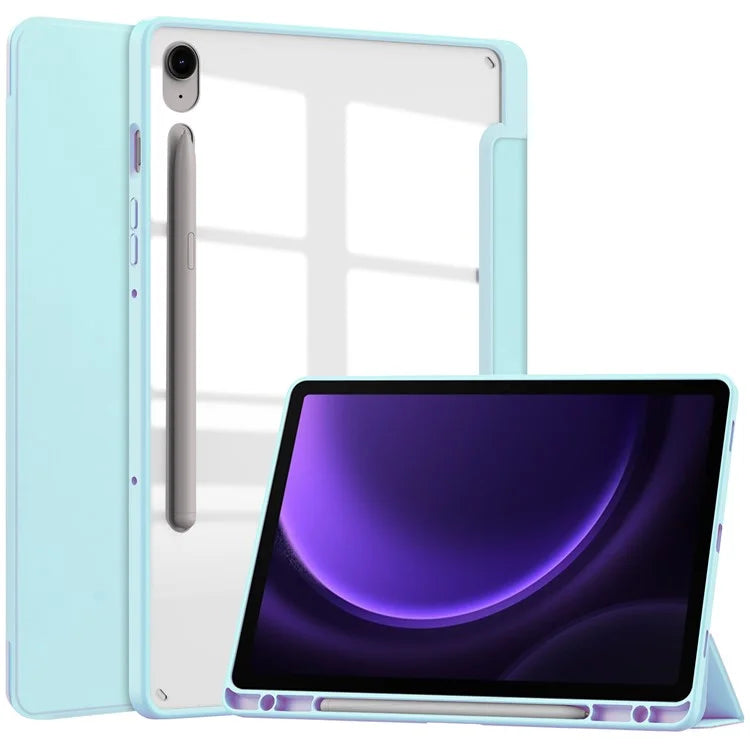 For Samsung Galaxy Tab S9 FE Tablet Case Leather+TPU+Acrylic Stand Cover with Pen Slot