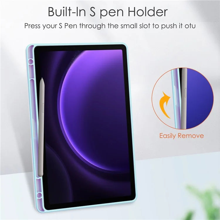 For Samsung Galaxy Tab S9 FE Tablet Case Leather+TPU+Acrylic Stand Cover with Pen Slot
