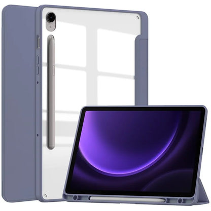 For Samsung Galaxy Tab S9 FE Tablet Case Leather+TPU+Acrylic Stand Cover with Pen Slot