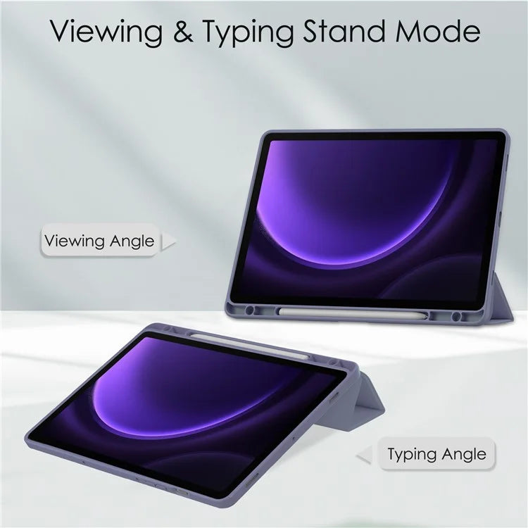 For Samsung Galaxy Tab S9 FE Tablet Case Leather+TPU+Acrylic Stand Cover with Pen Slot