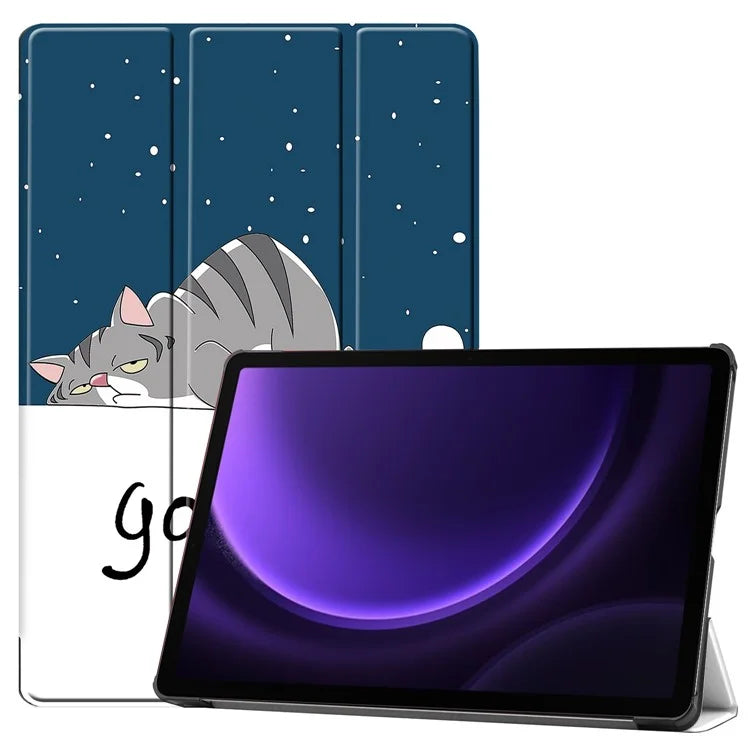 For Samsung Galaxy Tab S9 FE Case Pattern Printing Trifold Stand Tablet Cover
