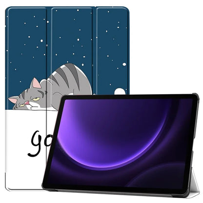 For Samsung Galaxy Tab S9 FE Case Pattern Printing Trifold Stand Tablet Cover