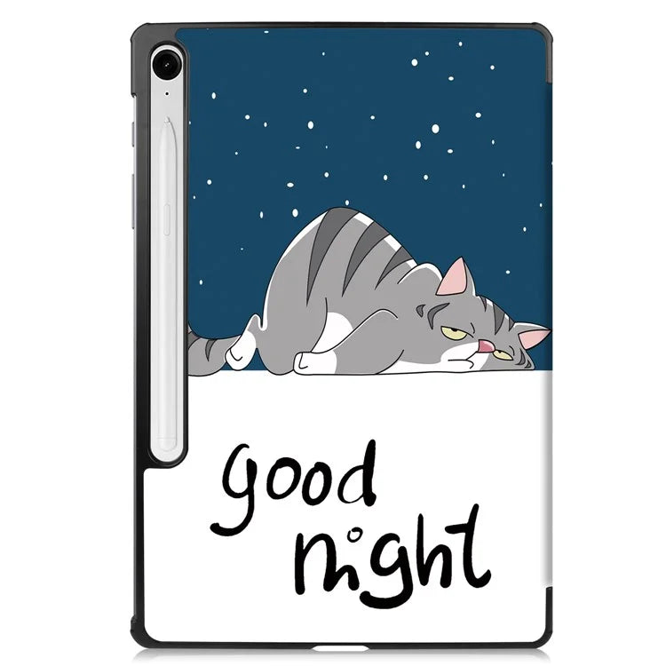 For Samsung Galaxy Tab S9 FE Case Pattern Printing Trifold Stand Tablet Cover