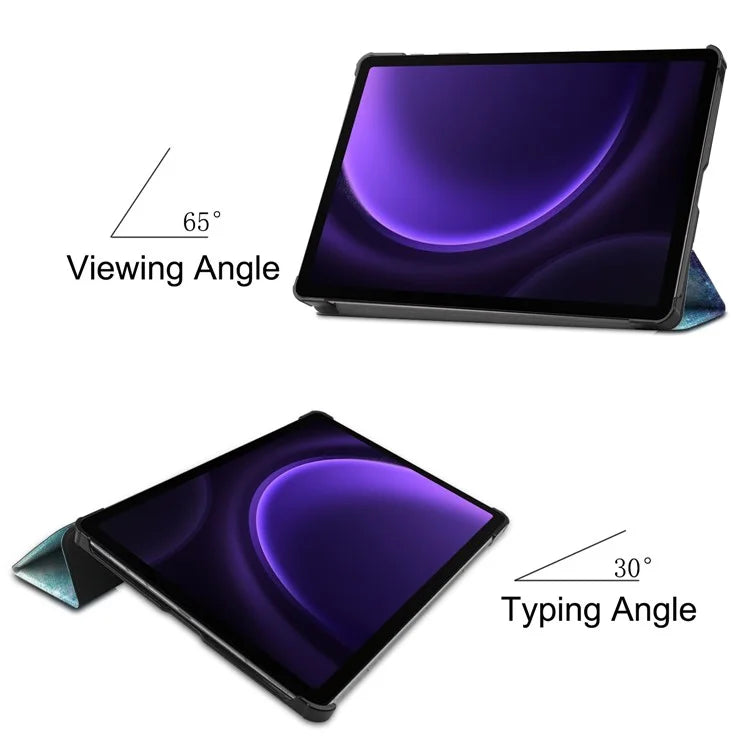 For Samsung Galaxy Tab S9 FE Case Pattern Printing Trifold Stand Tablet Cover