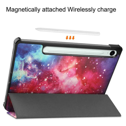 For Samsung Galaxy Tab S9 FE Case Pattern Printing Trifold Stand Tablet Cover