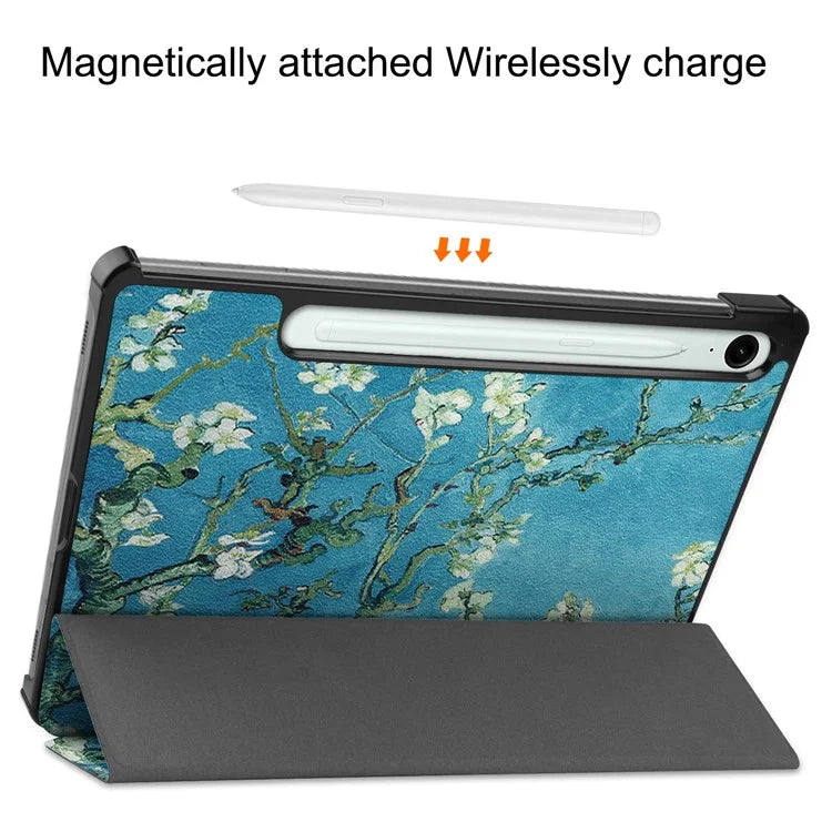 For Samsung Galaxy Tab S9 FE Case Pattern Printing Trifold Stand Tablet Cover