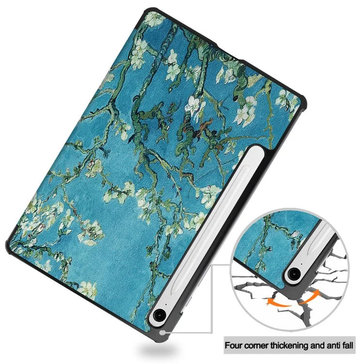 For Samsung Galaxy Tab S9 FE Case Pattern Printing Trifold Stand Tablet Cover