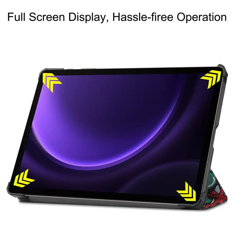 For Samsung Galaxy Tab S9 FE Case Pattern Printing Trifold Stand Tablet Cover