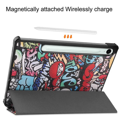 For Samsung Galaxy Tab S9 FE Case Pattern Printing Trifold Stand Tablet Cover