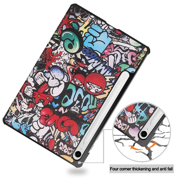 For Samsung Galaxy Tab S9 FE Case Pattern Printing Trifold Stand Tablet Cover