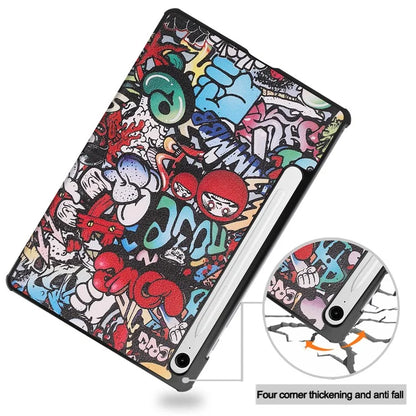 For Samsung Galaxy Tab S9 FE Case Pattern Printing Trifold Stand Tablet Cover