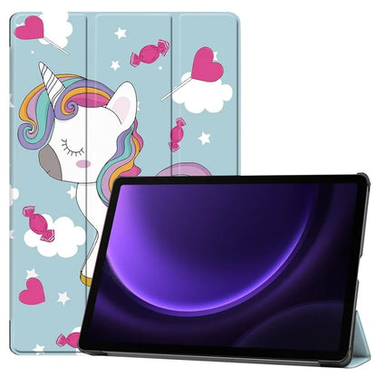 For Samsung Galaxy Tab S9 FE Case Pattern Printing Trifold Stand Tablet Cover