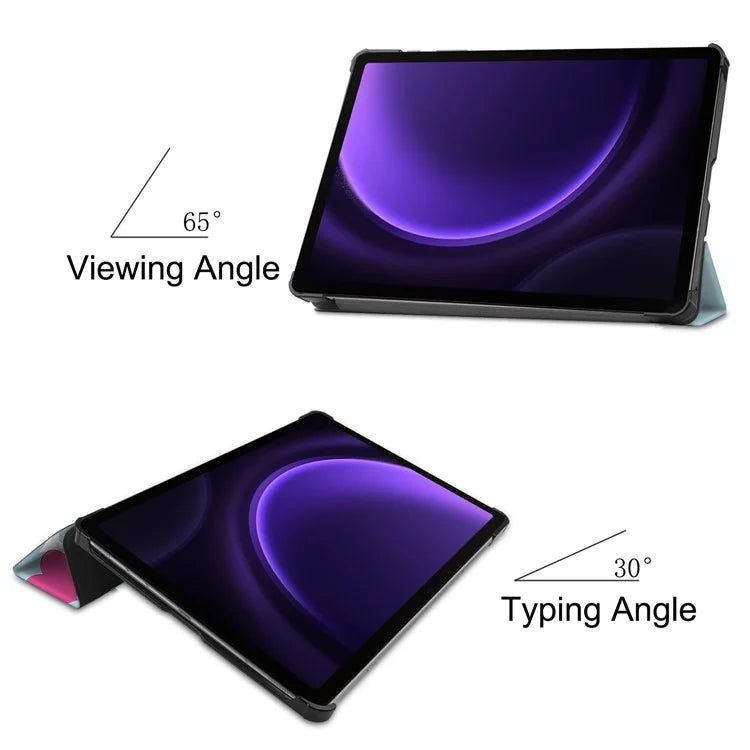 For Samsung Galaxy Tab S9 FE Case Pattern Printing Trifold Stand Tablet Cover
