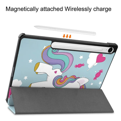 For Samsung Galaxy Tab S9 FE Case Pattern Printing Trifold Stand Tablet Cover