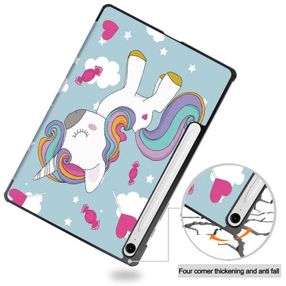 For Samsung Galaxy Tab S9 FE Case Pattern Printing Trifold Stand Tablet Cover