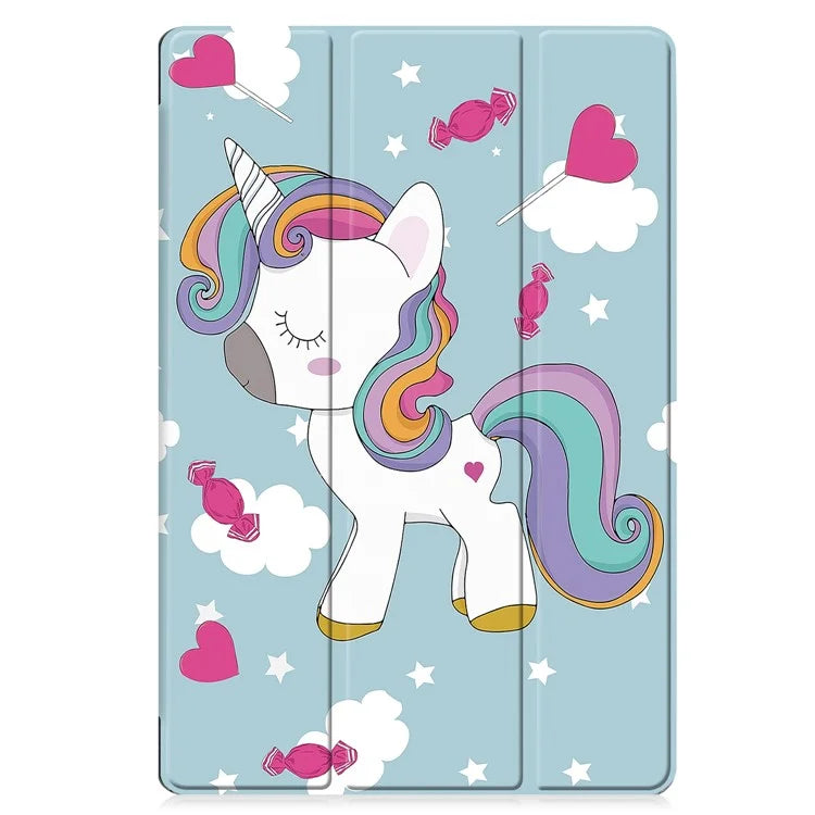 For Samsung Galaxy Tab S9 FE Case Pattern Printing Trifold Stand Tablet Cover
