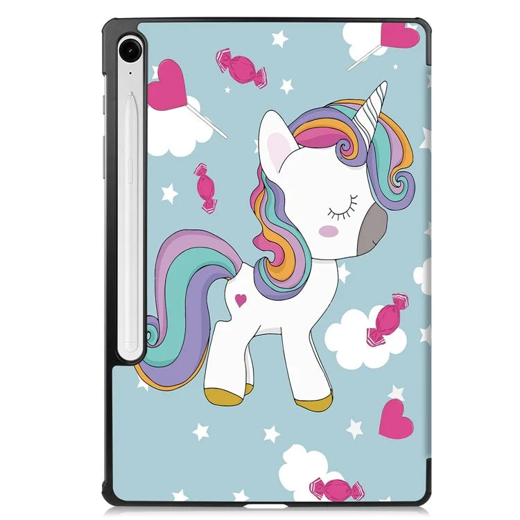 For Samsung Galaxy Tab S9 FE Case Pattern Printing Trifold Stand Tablet Cover