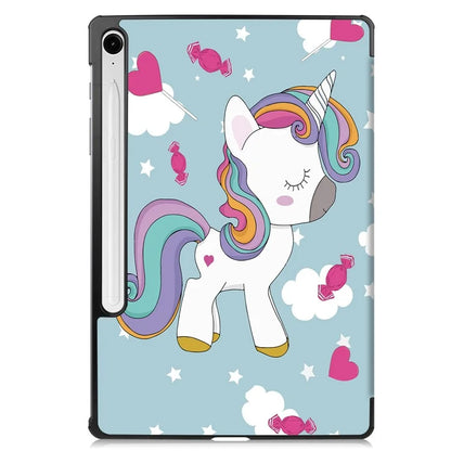 For Samsung Galaxy Tab S9 FE Case Pattern Printing Trifold Stand Tablet Cover