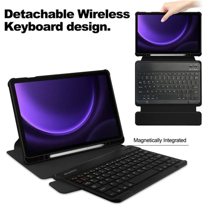 For Samsung Galaxy Tab S9 FE Case Leather+Acrylic Rotary Stand Cover with Bluetooth Keyboard