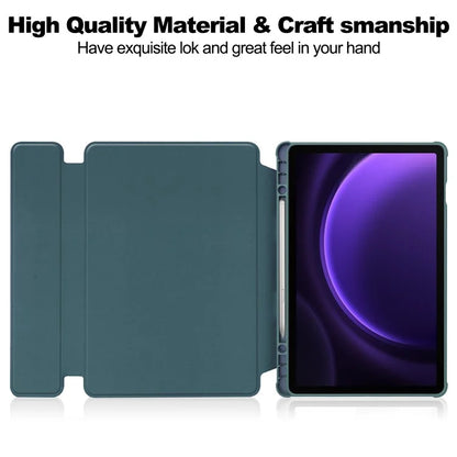 For Samsung Galaxy Tab S9 FE Case Leather+Acrylic Rotary Stand Cover with Bluetooth Keyboardish Green