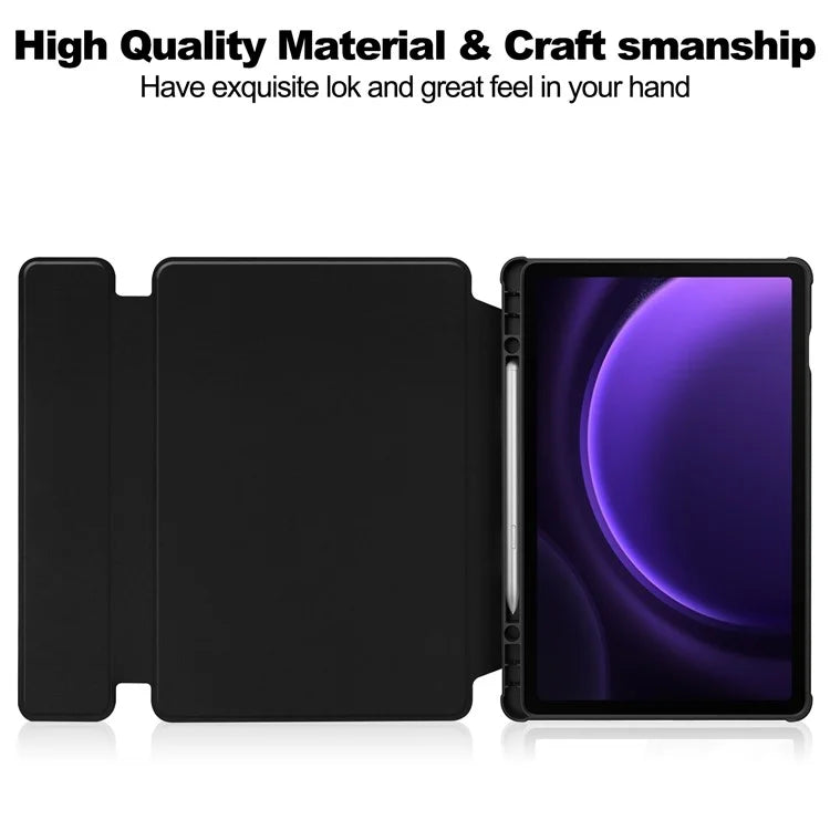 For Samsung Galaxy Tab S9 FE Case Leather+Acrylic Stand Tablet Cover (without Keyboard)