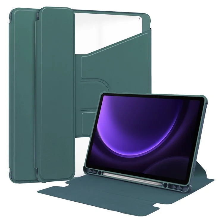 For Samsung Galaxy Tab S9 FE Case Leather+Acrylic Stand Tablet Cover (without Keyboard)ish Green