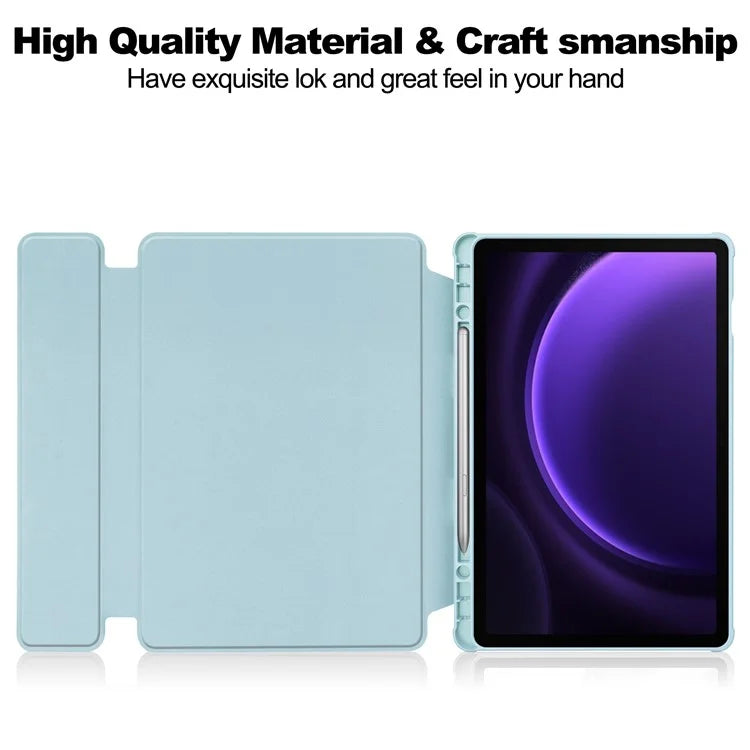 For Samsung Galaxy Tab S9 FE Case Leather+Acrylic Stand Tablet Cover (without Keyboard)