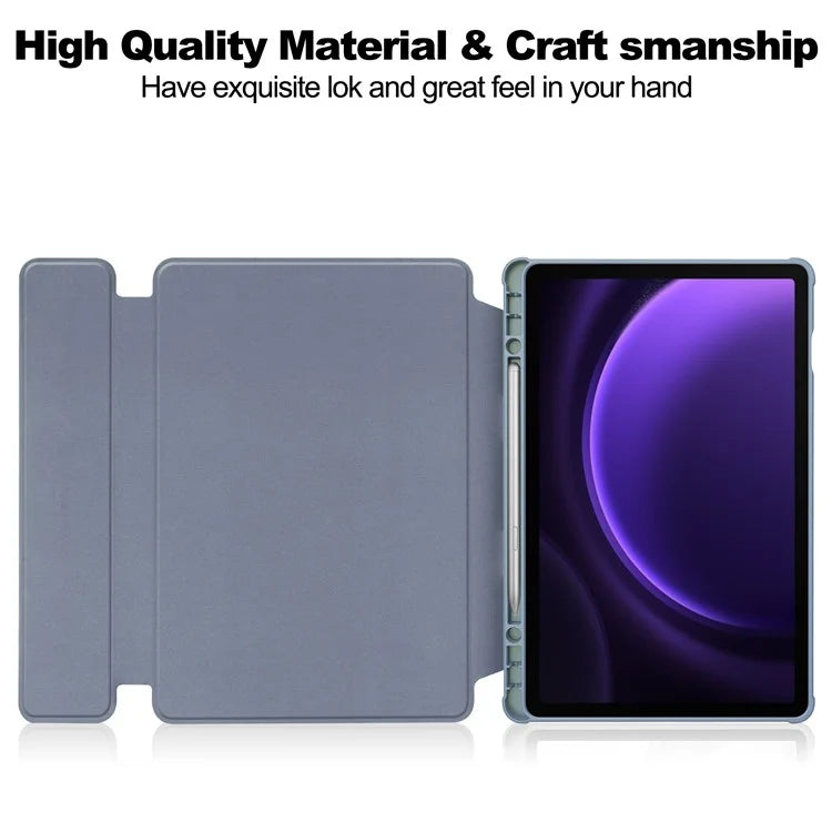 For Samsung Galaxy Tab S9 FE Case Leather+Acrylic Stand Tablet Cover (without Keyboard)