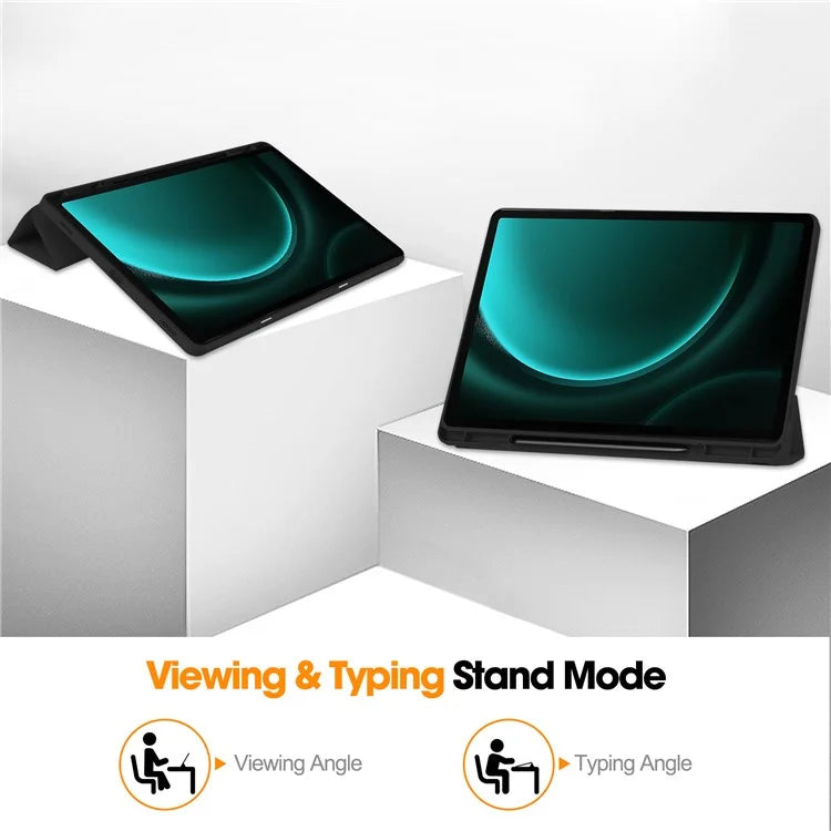 For Samsung Galaxy Tab S9 FE+ Case Tri-fold Stand Pen Slot Tablet Leather Cover