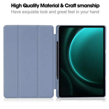 For Samsung Galaxy Tab S9 FE+ Case Tri-fold Stand Pen Slot Tablet Leather Cover