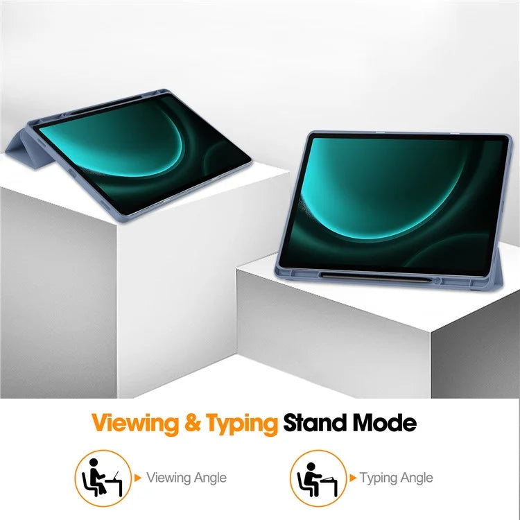 For Samsung Galaxy Tab S9 FE+ Case Tri-fold Stand Pen Slot Tablet Leather Cover