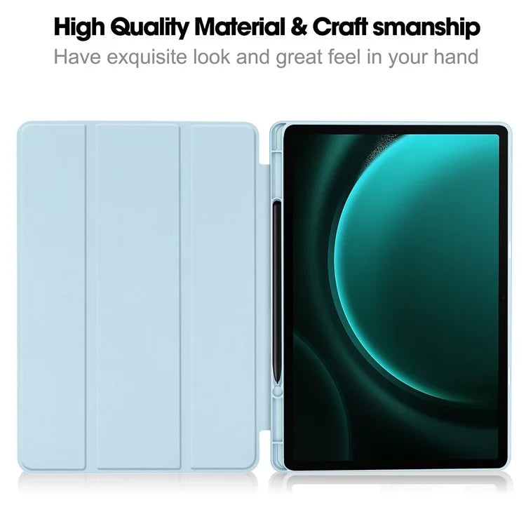 For Samsung Galaxy Tab S9 FE+ Case Tri-fold Stand Pen Slot Tablet Leather Cover