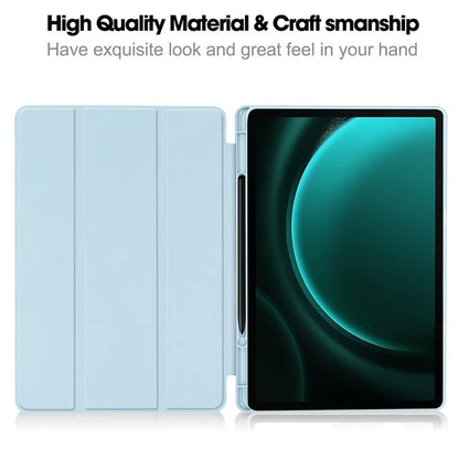 For Samsung Galaxy Tab S9 FE+ Case Tri-fold Stand Pen Slot Tablet Leather Cover