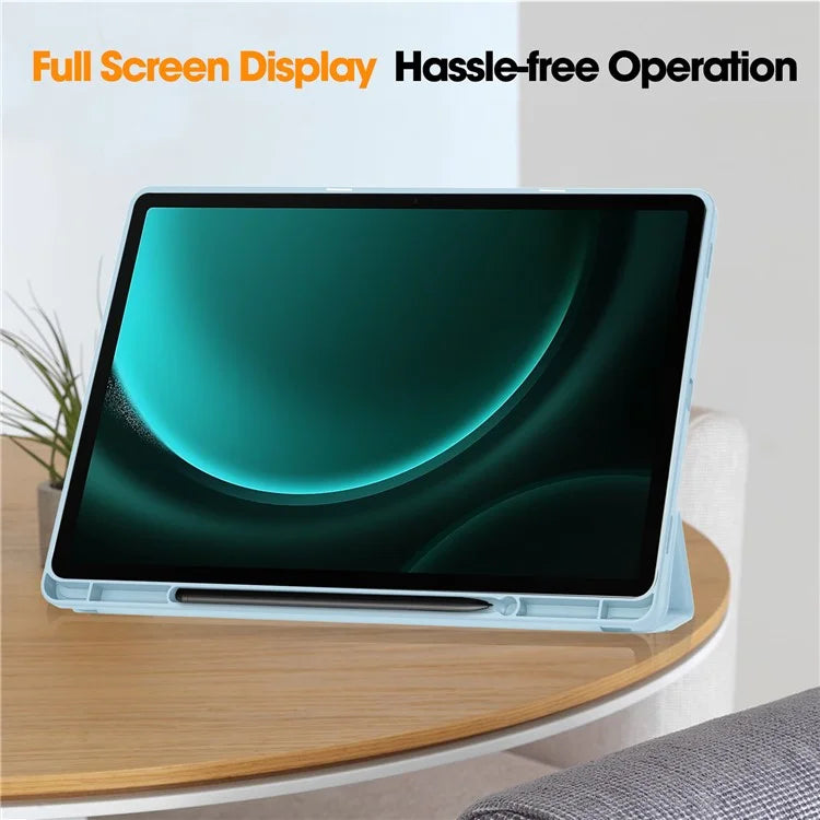 For Samsung Galaxy Tab S9 FE+ Case Tri-fold Stand Pen Slot Tablet Leather Cover