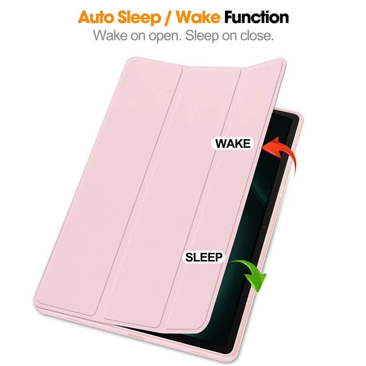 For Samsung Galaxy Tab S9 FE+ Case Tri-fold Stand Pen Slot Tablet Leather Cover