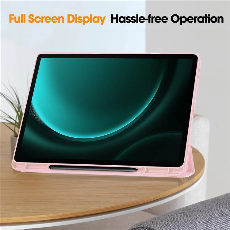 For Samsung Galaxy Tab S9 FE+ Case Tri-fold Stand Pen Slot Tablet Leather Cover