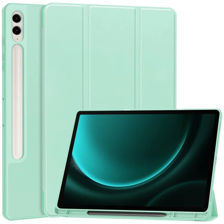 For Samsung Galaxy Tab S9 FE+ Case Tri-fold Stand Pen Slot Tablet Leather Cover