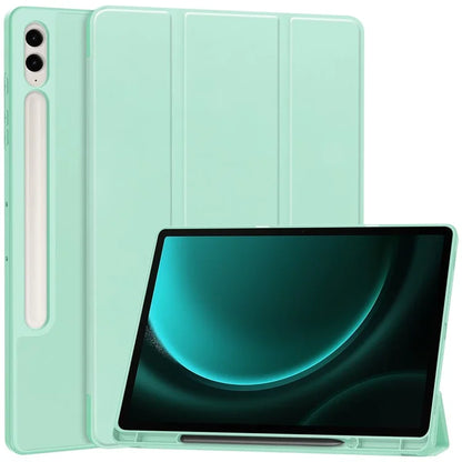 For Samsung Galaxy Tab S9 FE+ Case Tri-fold Stand Pen Slot Tablet Leather Cover