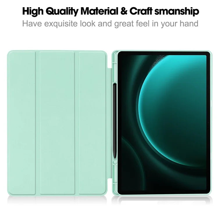 For Samsung Galaxy Tab S9 FE+ Case Tri-fold Stand Pen Slot Tablet Leather Cover