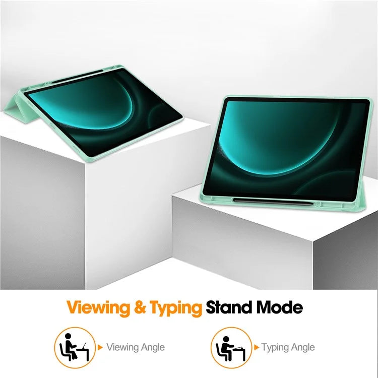 For Samsung Galaxy Tab S9 FE+ Case Tri-fold Stand Pen Slot Tablet Leather Cover