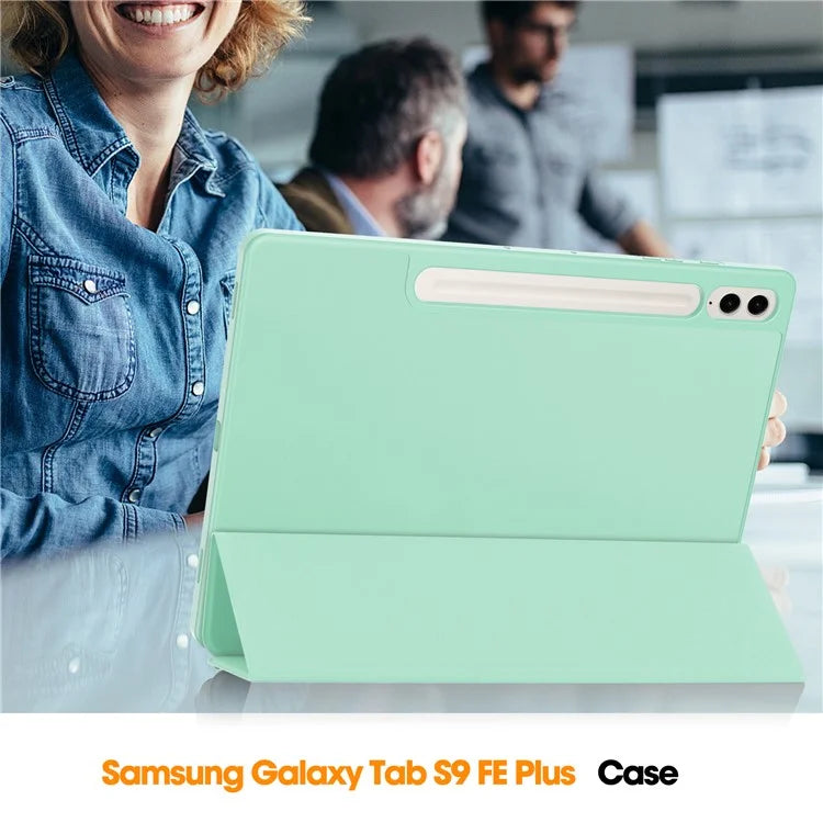 For Samsung Galaxy Tab S9 FE+ Case Tri-fold Stand Pen Slot Tablet Leather Cover