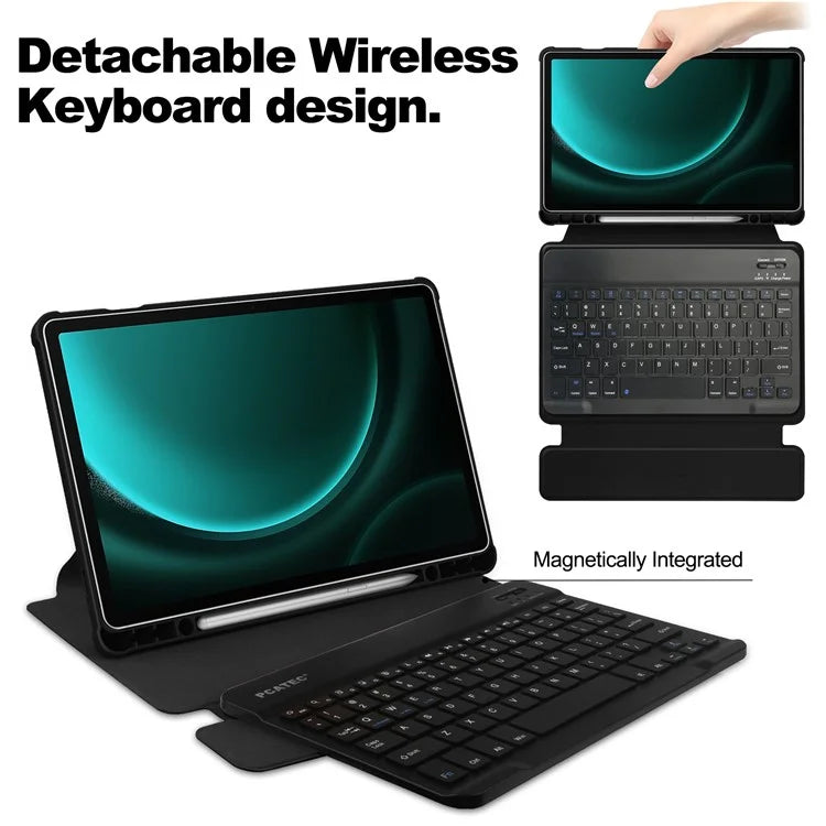 For Samsung Galaxy Tab S9 FE+ Case with Bluetooth Keyboard Rotary Stand Tablet Cover