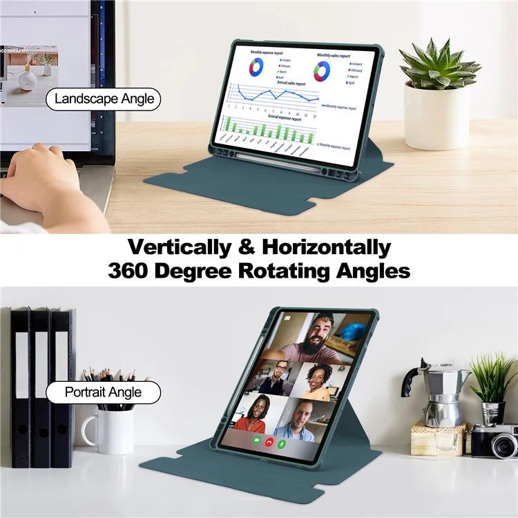 For Samsung Galaxy Tab S9 FE+ Case with Bluetooth Keyboard Rotary Stand Tablet Coverish Green