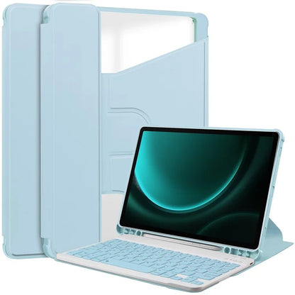 For Samsung Galaxy Tab S9 FE+ Case with Bluetooth Keyboard Rotary Stand Tablet Cover